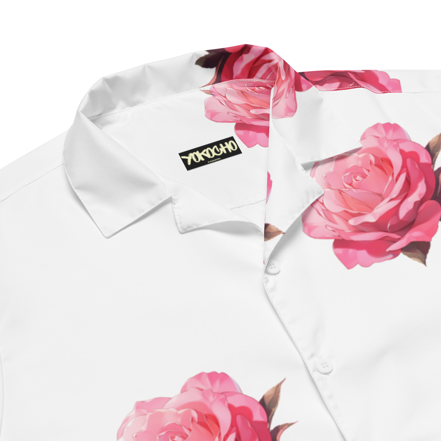 Pink Rose patten button shirt